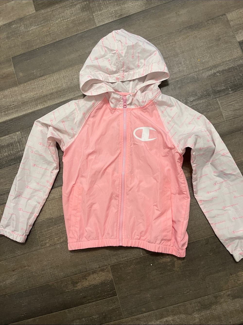 Champion Pink and White Hooded Girls' Rashguard Jacket
